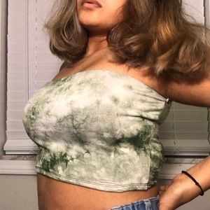 Green Tie-Dye Tube Top